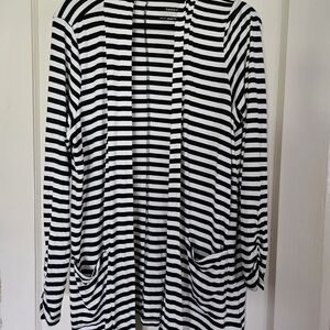 Torrid Super Soft Black and White Striped Cardigan 1
